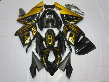 Gold Flame 2004-2005 Kawasaki ZX10R Motorcycle Fairing