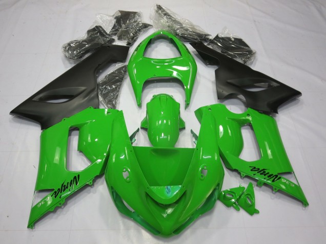 Green Black 2005-2006 Kawasaki ZX6R Motorcycle Fairing Green Black 2005-2006 Kawasaki ZX6R Motorcycle Fairing