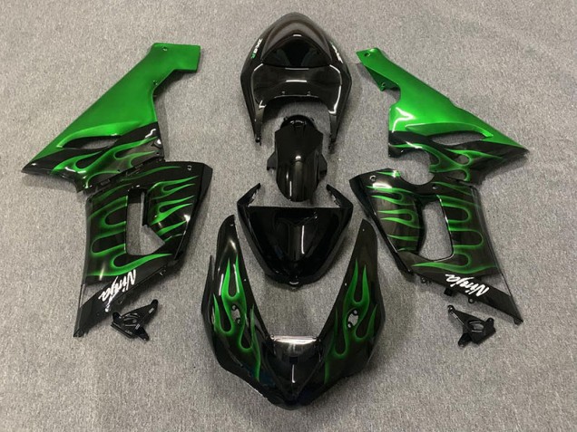 Green Flame 2005-2006 Kawasaki ZX6R Motorcycle Fairing Green Flame 2005-2006 Kawasaki ZX6R Motorcycle Fairing