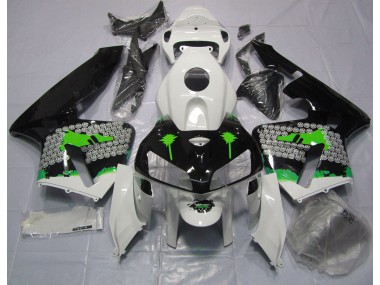 Green Splatter on Gloss Black 2005-2006 Honda CBR600RR Motorcycle Fairing