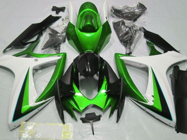 Green & White 2006-2007 Suzuki GSXR 600-750 Motorcycle Fairing