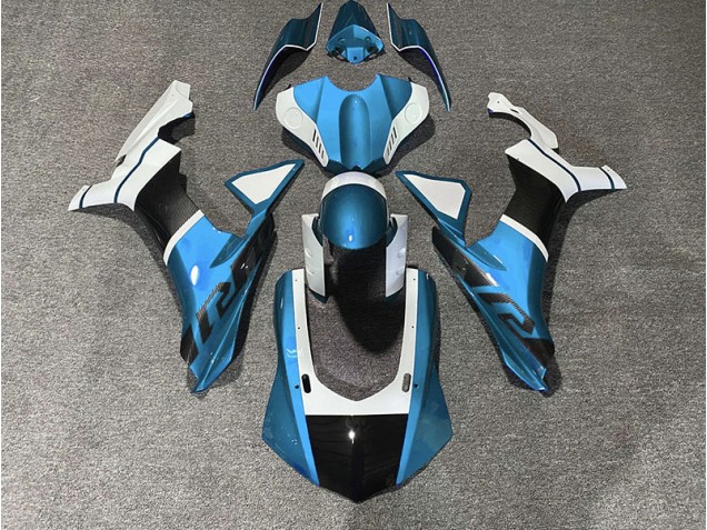 Light Blue & Carbon Fiber Accents 2015-2019 Yamaha R1 Motorcycle Fairing Light Blue & Carbon Fiber Accents 2015-2019 Yamaha R1 Motorcycle Fairing