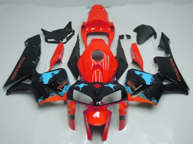 Light Blue Splatter on Red 2005-2006 Honda CBR600RR Motorcycle Fairing