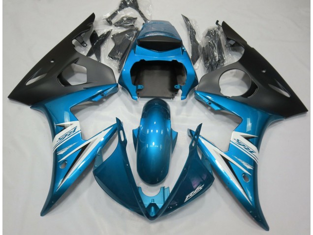 Light Blue & White 2003-2004 Yamaha R6 Motorcycle Fairing Light Blue & White 2003-2004 Yamaha R6 Motorcycle Fairing
