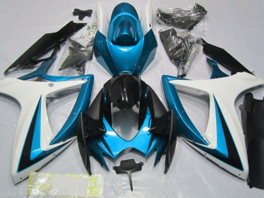 Light Blue & White 2006-2007 Suzuki GSXR 600-750 Motorcycle Fairing