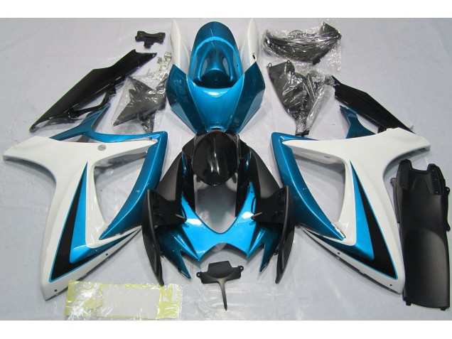 Light Blue & White 2006-2007 Suzuki GSXR 600-750 Motorcycle Fairing Light Blue & White 2006-2007 Suzuki GSXR 600-750 Motorcycle Fairing