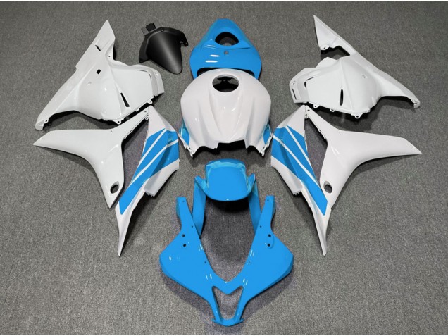 Light Blue and White Side Stripe 2009-2012 Honda CBR600RR Motorcycle Fairing Light Blue and White Side Stripe 2009-2012 Honda CBR600RR Motorcycle Fairing