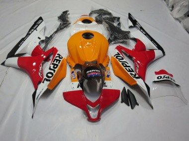 Light Orange and White Repsol 2007-2008 Honda CBR600RR Motorcycle Fairing
