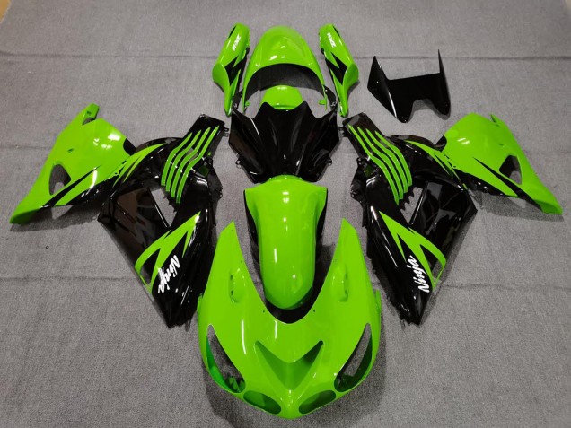 Lime Green and Black 2006-2011 Kawasaki ZX14R Motorcycle Fairing Lime Green and Black 2006-2011 Kawasaki ZX14R Motorcycle Fairing