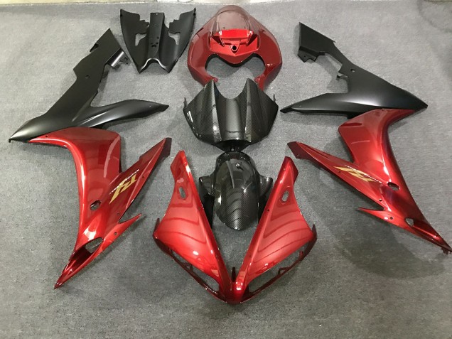 Maroon Red and Carbon Fiber Style 2004-2006 Yamaha R1 Motorcycle Fairing Maroon Red and Carbon Fiber Style 2004-2006 Yamaha R1 Motorcycle Fairing