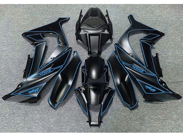Matte Black & Blue Lining 2011-2015 Kawasaki ZX10R Motorcycle Fairing Matte Black & Blue Lining 2011-2015 Kawasaki ZX10R Motorcycle Fairing