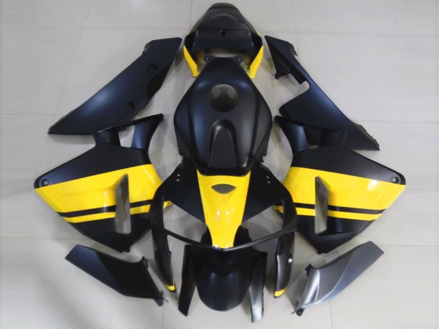 Matte Black & Gloss Yellow 2005-2006 Honda CBR600RR Motorcycle Fairing Matte Black & Gloss Yellow 2005-2006 Honda CBR600RR Motorcycle Fairing