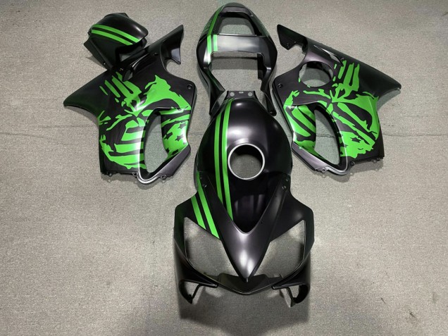 Matte Black & Green Skull 2001-2003 Honda CBR600 F4i Motorcycle Fairing Matte Black & Green Skull 2001-2003 Honda CBR600 F4i Motorcycle Fairing