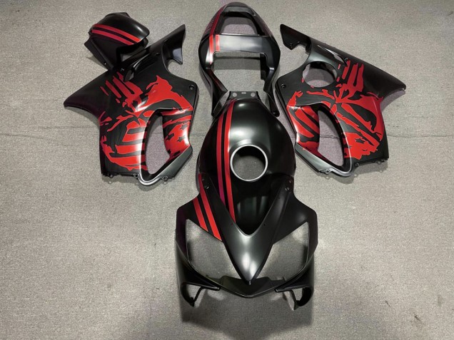 Matte Black & Red Skull 2001-2003 Honda CBR600 F4i Motorcycle Fairing Matte Black & Red Skull 2001-2003 Honda CBR600 F4i Motorcycle Fairing