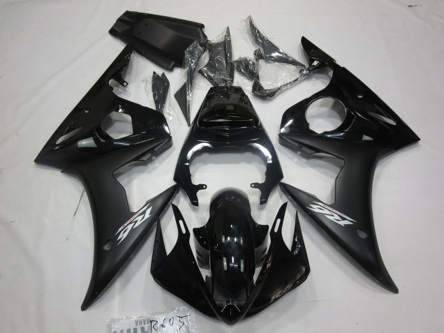 Matte Black White Decal 2005 Yamaha R6 Motorcycle Fairing