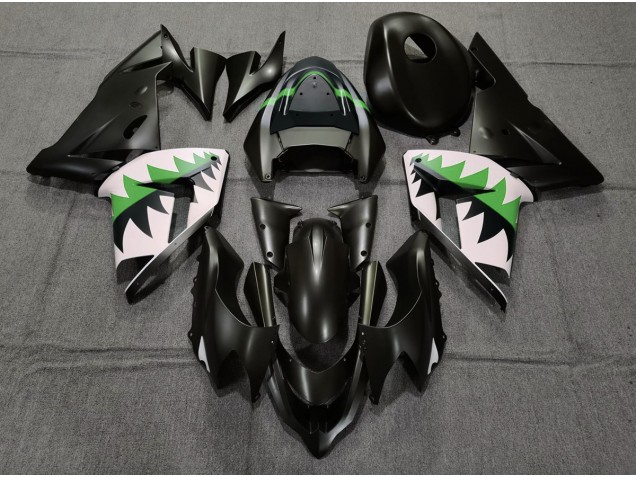 Matte Black and Green 2004-2005 Kawasaki ZX10R Motorcycle Fairing Matte Black and Green 2004-2005 Kawasaki ZX10R Motorcycle Fairing