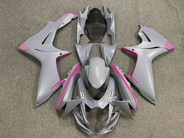 Matte Nardo Grey & Pink Accents 2011-2024 Suzuki GSXR 600-750 Motorcycle Fairing