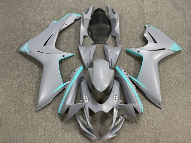 Matte Nardo Grey & Teal Accents 2011-2024 Suzuki GSXR 600-750 Motorcycle Fairing