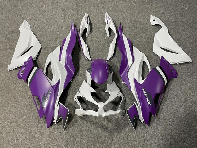 Matte Purple and White 2019-2023 Kawasaki ZX6R Motorcycle Fairing Matte Purple and White 2019-2023 Kawasaki ZX6R Motorcycle Fairing