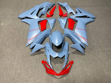 Matte Sky Blue & Red 2011-2024 Suzuki GSXR 600-750 Motorcycle Fairing