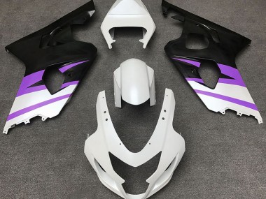 Matte White & Purple 2004-2005 Suzuki GSXR 600-750 Motorcycle Fairing