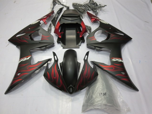 Matte red Flame 2003-2004 Yamaha R6 Motorcycle Fairing Matte red Flame 2003-2004 Yamaha R6 Motorcycle Fairing