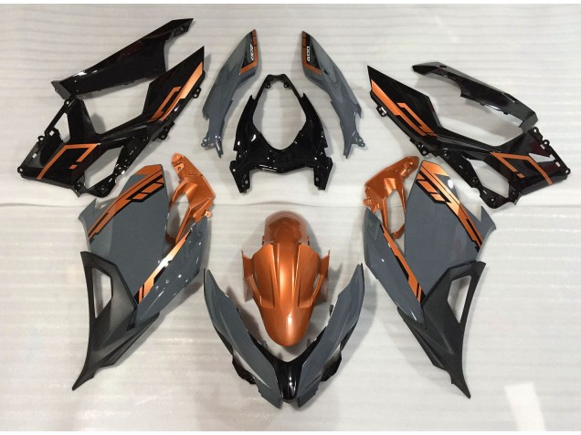 Nardo Grey and Orange 2018-2023 Kawasaki Ninja 400 Motorcycle Fairing Nardo Grey and Orange 2018-2023 Kawasaki Ninja 400 Motorcycle Fairing