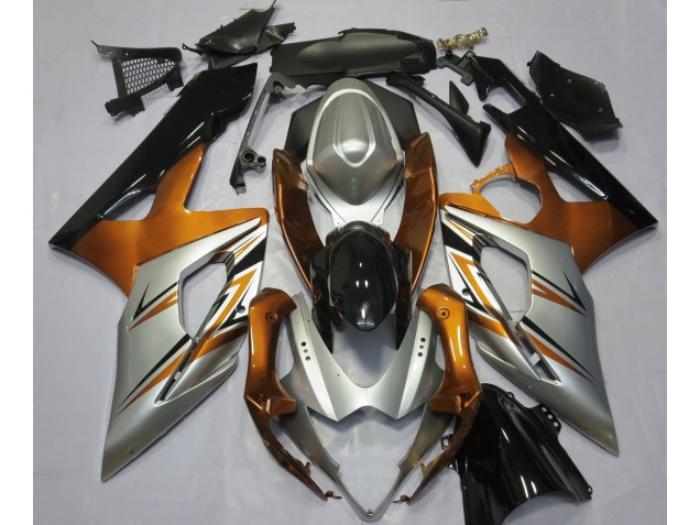 Orange Silver and Black 2005-2006 Suzuki GSXR 1000 Motorcycle Fairing Orange Silver and Black 2005-2006 Suzuki GSXR 1000 Motorcycle Fairing