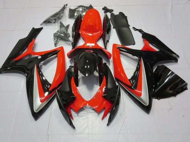 Orange Silver and Black 2006-2007 Suzuki GSXR 600-750 Motorcycle Fairing Orange Silver and Black 2006-2007 Suzuki GSXR 600-750 Motorcycle Fairing