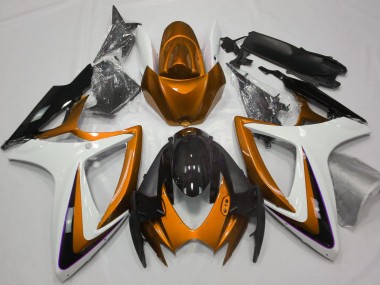 Orange & White Debadged 2006-2007 Suzuki GSXR 600-750 Motorcycle Fairing
