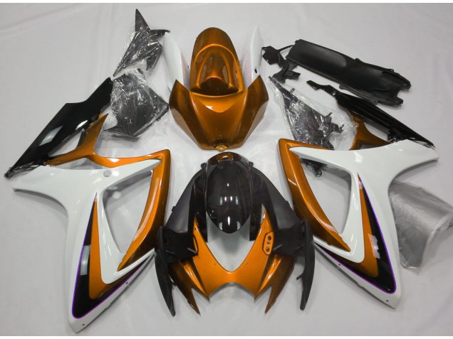 Orange & White Debadged 2006-2007 Suzuki GSXR 600-750 Motorcycle Fairing Orange & White Debadged 2006-2007 Suzuki GSXR 600-750 Motorcycle Fairing