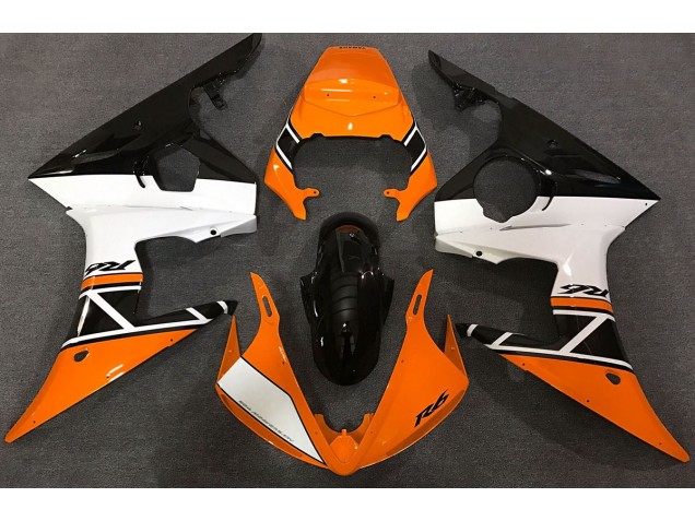 Orange White and Black 2003-2004 Yamaha R6 Motorcycle Fairing Orange White and Black 2003-2004 Yamaha R6 Motorcycle Fairing