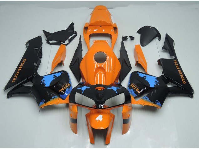 Orange and Black Splatter 2005-2006 Honda CBR600RR Motorcycle Fairing Orange and Black Splatter 2005-2006 Honda CBR600RR Motorcycle Fairing