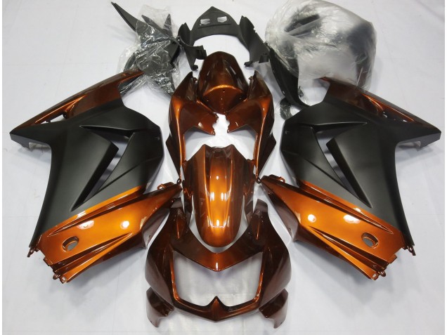 Orange and Matte Black 2008-2012 Kawasaki Ninja 250 Motorcycle Fairing Orange and Matte Black 2008-2012 Kawasaki Ninja 250 Motorcycle Fairing
