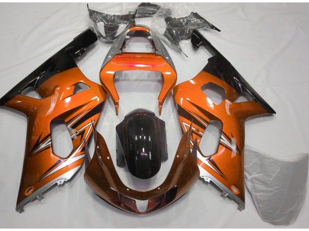Orange and Silver 2001-2003 Suzuki GSXR 600-750 Motorcycle Fairing Orange and Silver 2001-2003 Suzuki GSXR 600-750 Motorcycle Fairing
