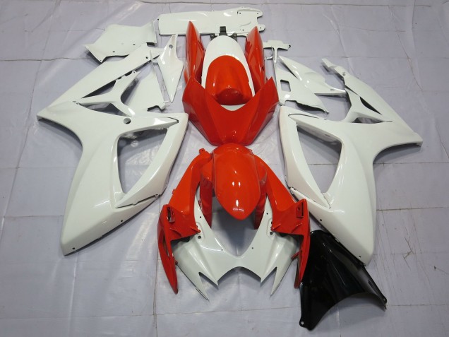 Orange and White 2006-2007 Suzuki GSXR 600-750 Motorcycle Fairing Orange and White 2006-2007 Suzuki GSXR 600-750 Motorcycle Fairing