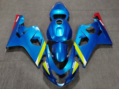 Pearl Blue Yellow 2004-2005 Suzuki GSXR 600-750 Motorcycle Fairing