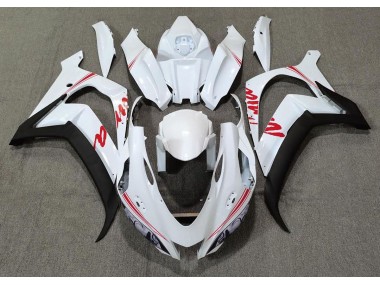 Pearl White & Red Logos 2016-2019 Kawasaki ZX10R Motorcycle Fairing