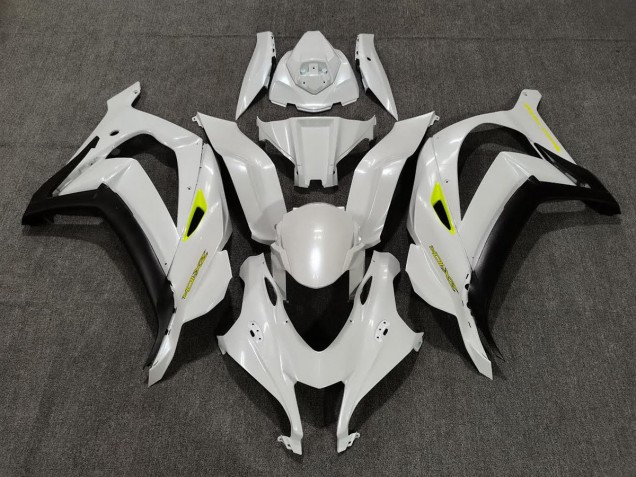 Pearl White & Yellow 2016-2019 Kawasaki ZX10R Motorcycle Fairing Pearl White & Yellow 2016-2019 Kawasaki ZX10R Motorcycle Fairing