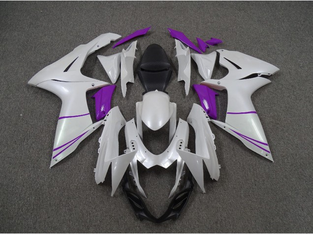 Pearl White and Purple 2011-2024 Suzuki GSXR 600-750 Motorcycle Fairing Pearl White and Purple 2011-2024 Suzuki GSXR 600-750 Motorcycle Fairing