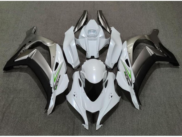 Pearl White and Silver 2016-2019 Kawasaki ZX10R Motorcycle Fairing Pearl White and Silver 2016-2019 Kawasaki ZX10R Motorcycle Fairing