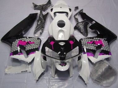 Pink Splatter on Gloss Black 2005-2006 Honda CBR600RR Motorcycle Fairing