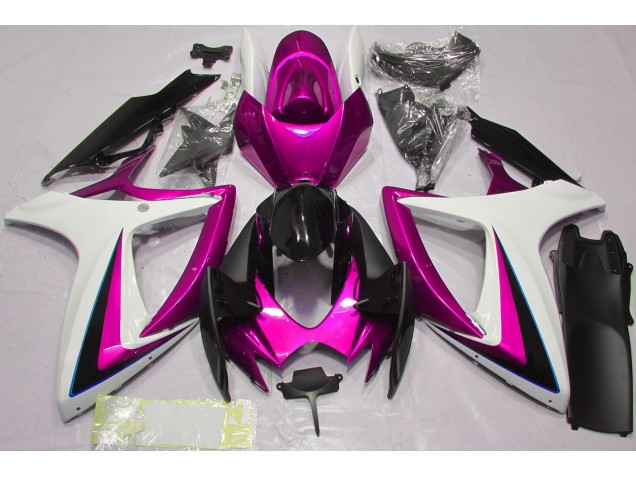 Pink & White 2006-2007 Suzuki GSXR 600-750 Motorcycle Fairing Pink & White 2006-2007 Suzuki GSXR 600-750 Motorcycle Fairing