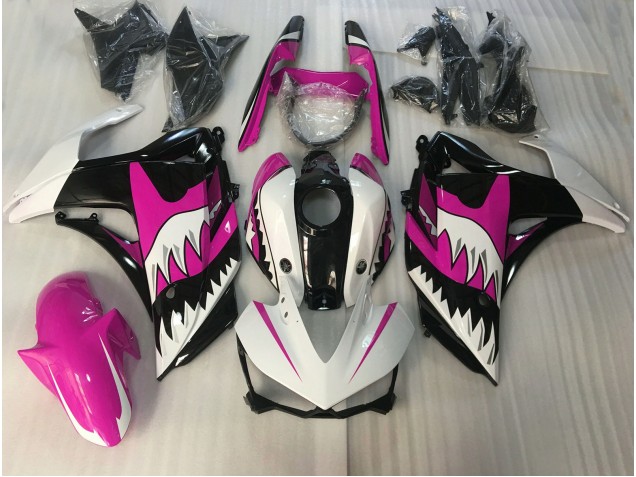 Pink and White Shark 2015-2018 Yamaha R3 Motorcycle Fairing Pink and White Shark 2015-2018 Yamaha R3 Motorcycle Fairing