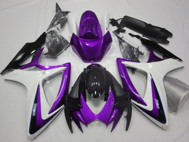 Purple & White Debadged 2006-2007 Suzuki GSXR 600-750 Motorcycle Fairing