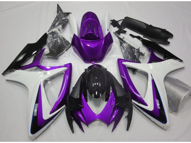 Purple & White Debadged 2006-2007 Suzuki GSXR 600-750 Motorcycle Fairing Purple & White Debadged 2006-2007 Suzuki GSXR 600-750 Motorcycle Fairing
