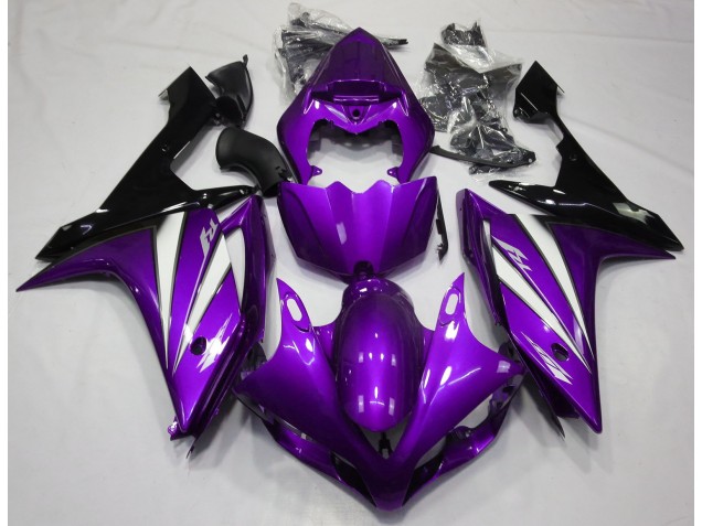 Purple White and Black 2007-2008 Yamaha R1 Motorcycle Fairing Purple White and Black 2007-2008 Yamaha R1 Motorcycle Fairing
