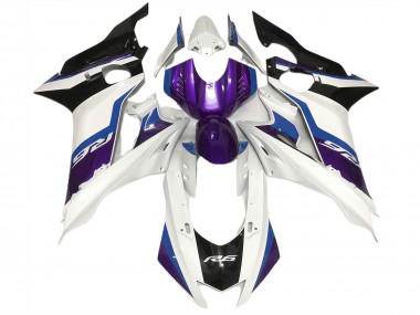 Purple and Gloss White 2017-2021 Yamaha R6 Motorcycle Fairing