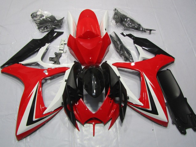 Red Black and White 2006-2007 Suzuki GSXR 600-750 Motorcycle Fairing Red Black and White 2006-2007 Suzuki GSXR 600-750 Motorcycle Fairing
