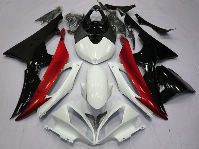Red Black and White 2008-2016 Yamaha R6 Motorcycle Fairing Red Black and White 2008-2016 Yamaha R6 Motorcycle Fairing
